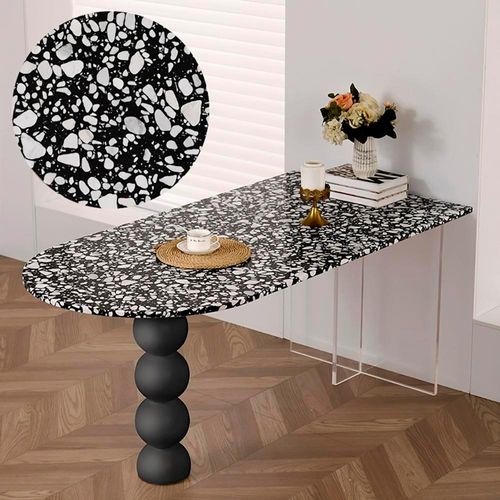 Kunstmarmortisch mit Holz- und Acrylbeinen – Modernes, elegantes Design für kleine Räume und offene Küchen Schwarz 200 x 80 x 75 cm /DLSH-200/