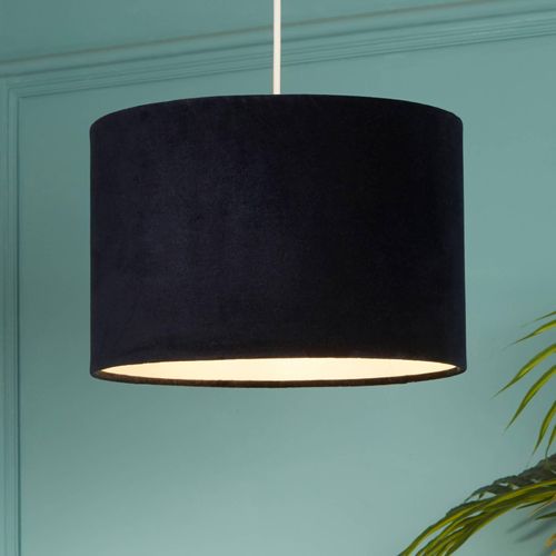 Pendelleuchte Mersana, Ø 30 cm, dunkelblau, Samt, E27