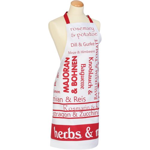 Kochschürze STUCO "Herbs&More", rot (weiß, rot), B:80cm L:85cm, Baumwolle, Schürzen, Kochschürze