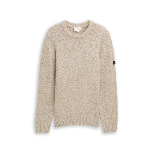 TOM TAILOR Herren Strickpullover in Melange-Optik, weiß, Meliert, Gr. XXL