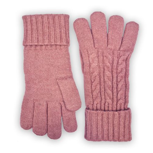 Strickhandschuhe CAPELLI NEW YORK, Damen, old rose, Strick, Materialmix, unifarben, Handschuhe, mit Zopfstrickmuster, Feinstrick, breiter Umschlag, wärmend