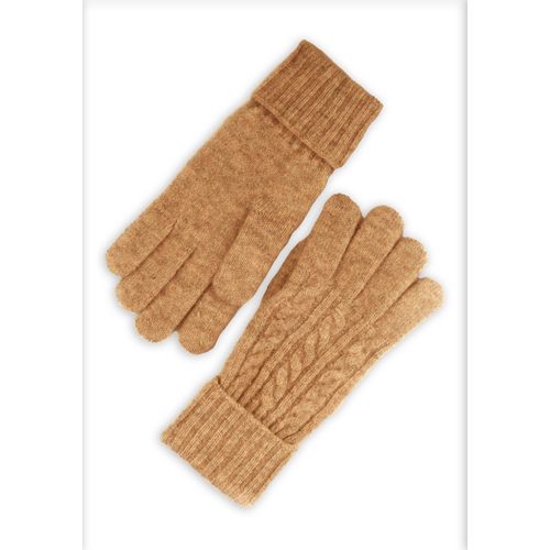 Strickhandschuhe CAPELLI NEW YORK, Damen, camel, Strick, Materialmix, unifarben, Handschuhe, mit Zopfstrickmuster, Feinstrick, breiter Umschlag, wärmend