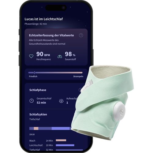 Owlet Dream Sock: Medizinisch es Pulsoximeter für Babys mint