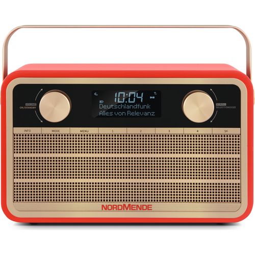 Nordmende Transita 120 tragbares DAB Radio (DAB+, UKW, 24 Stunden Akku, Aux In, Wecker, 2 Weckzeiten, Sleeptimer, Snooze-Funktion, Kopfhöreranschluss) rot