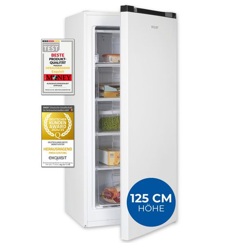 Exquisit Gefrierschrank, Tiefkühlschrank, 145 Liter, 55 cm breit, Gefrierschrank gross, 4-Sterne-Gefrierfach, GS5145-051D weiss