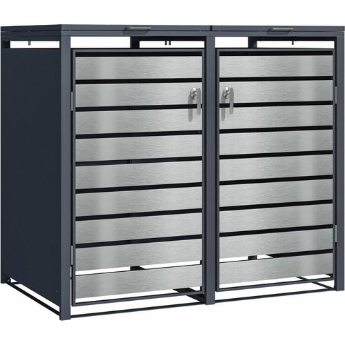 Phoenix GB2213ASK Aufbewahrungsboxmit doppelten Rollen - Galvanisierter Stahl - Witterungsbeständig - Abdeckung für Außenbox - Silber