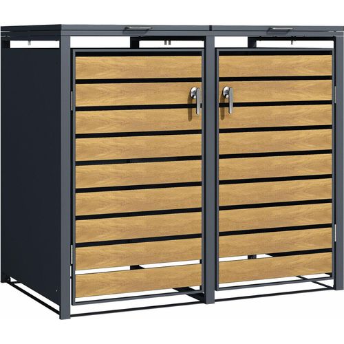 Phoenix GB2213AWK Aufbewahrungsbox mit doppelten Rollen - Galvanisierter Stahl - Witterungsbeständig - Abdeckung für Außenbox - Braun