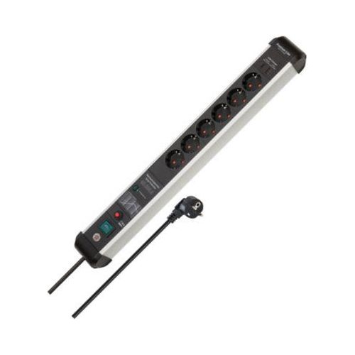 Brennenstuhl Premium-Protect-Line Steckdosenleiste, 6-fach, 60.000A Überspannungsschutz, USB 30W, Aluminium, 3m Kabel Image
