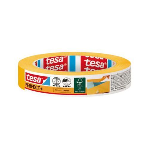 tesa Perfect+ Malerband, 50 m × 19 mm – saubere Farbkanten, reißfest, rückstandsfrei, für Innen