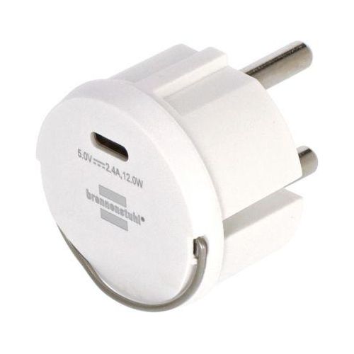 Brennenstuhl USB-C Adapter, kompakt, 2,4A Ausgang, Sicherheitsfunktionen, L 39 x B 39 x H 44 mm, weiß