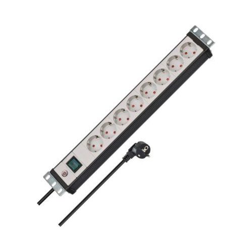 Brennenstuhl Premium-Line 19" Steckdosenleiste, 8-fach, 45°-Anordnung, 3m Kabel, Sicherheitsschalter, IP20, Spezial-Kunststoff Image