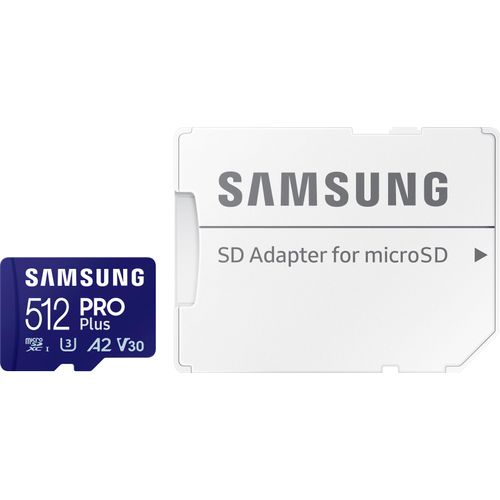 SAMSUNG Speicherkarte "PRO Plus + microSDXC-Adapter", blau, 512 GB, Speicherkarten