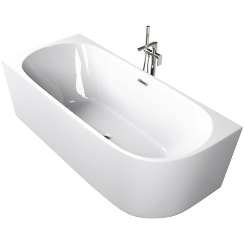 Badewanne SANOTECHNIK "SOLVA", weiß, B:180cm H:56cm T:80cm, Acryl, Badewannen, 180cm, Acryl Badewanne links