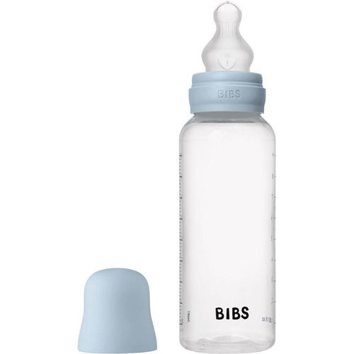 BIBS Anti-Colic Baby Bottle Silicone oorbellen met siliconen speen Baby Blue 270 ml