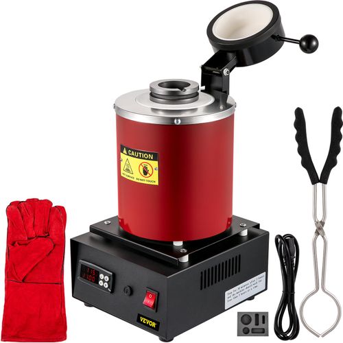 VEVOR Digital Goldschmelzofen Maschine 3 KG, Graphittiegel Schmelzofen 1150 °C, 1750 W Schmelzofen Elektrisch PID-Modul, Metallschmelzofen für Metall Gold Silber Kupfer Schmuckverarbeitung 220 V