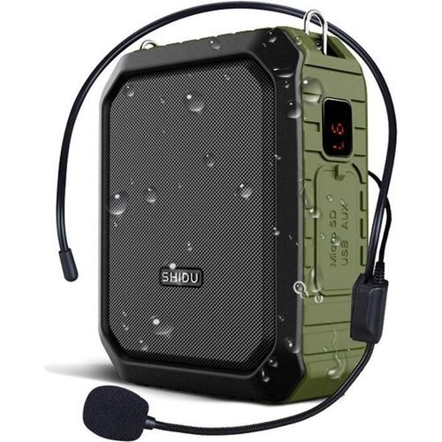 Sprachverstärker – tragbarer Sprachverstärker für den Außenbereich mit Kopfhörer mit Mikrofon, 18 W, 4400 mAh, Bluetooth, wasserdichte Aufnahme für Lehrer, Reiseleiter, M800 (mit Kabel)