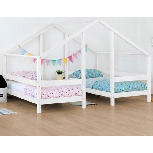 Wooden House Bed for Two Children VILLY - White - 90 x 160 cm