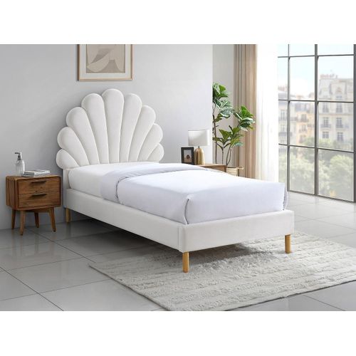 Bett Muschelbett - 90 x 190 cm - Samt - Beige - MOANA