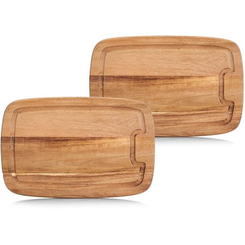 Schneidebrett ZELLER PRESENT, braun, B:21cm H:1,5cm L:32cm, Massivholz, Schneidebretter, mit Saftrille