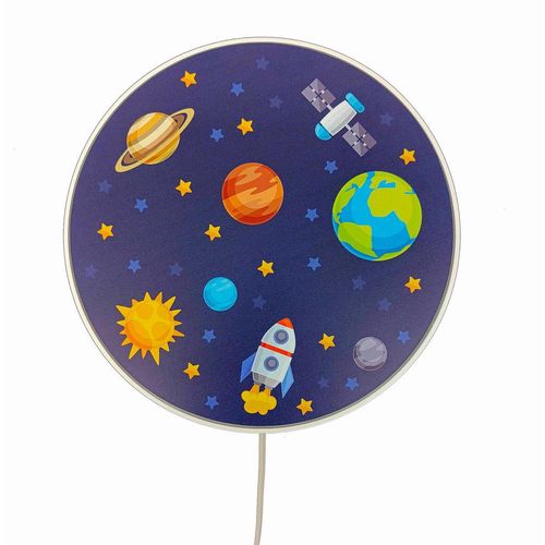 Kinderwandleuchte, Weiß, Kunststoff, Weltall,Weltall, rund,rund, 25x25x8 cm, Lampen & Leuchten, Innenbeleuchtung, Leuchten nach Räumen, Babyzimmerlampen