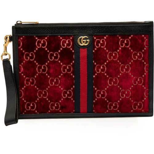 Gucci Clutches - GG Velvet Ophidia Clutch Bag - Gr. unisize - in Rot - für Damen