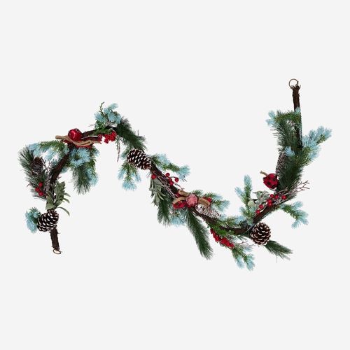 Mehrfarbige Kunstpflanze mit Winterdesign 180cm