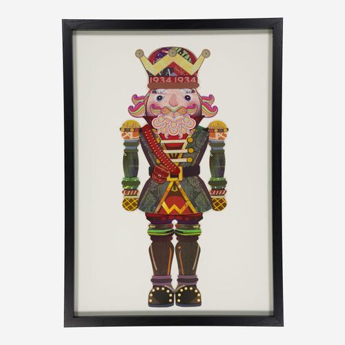 Mehrfarbiger Nussknacker aus Papier im Rahmen 50x70cm Image