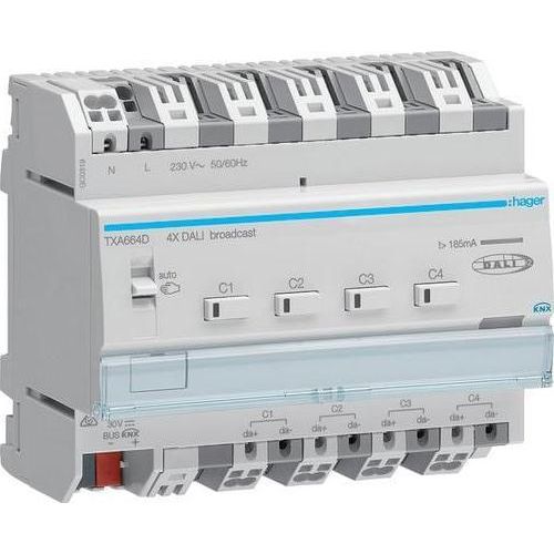 HAGER TXA664D DALI Aktor 4-fach KNX easy, Broadcast (TXA664D)