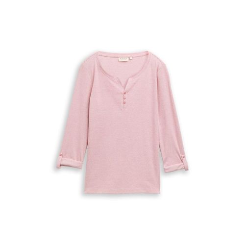 TOM TAILOR Damen Langarmshirt mit Turn-Up-Funktion, rosa, Gestreift, Gr. XL Image