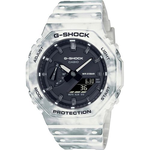 Casio Uhr Modell Oak - Alpine Camo Serie Special Edt. Snow Camouflage + Extra Case & Strap ***special Price*** GAE-2100GC-7AER