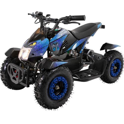 Elektro Kinderquad Cobra | 800 Watt - Pocket Quad bis 24 km/h - Elektroquad - Kinder Fahrzeug - Mini Quad - Elektroauto - Batterie (Blau/Schwarz)
