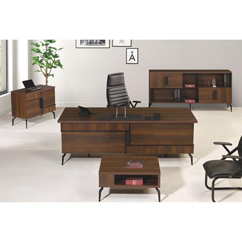 Büromöbel Komplettbüro Schreibtisch Büro Bürotisch Set 4tlg Holz Braun