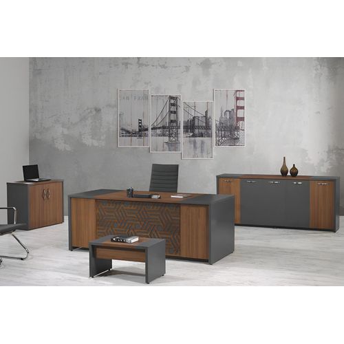 Komplettbüro Bürotisch Büromöbel Schreibtisch Set 4tlg Holz Braun Büro