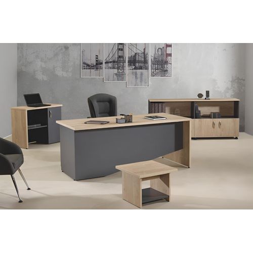 Komplettbüro Büromöbel Schreibtisch Büro Bürotisch Set 4tlg Holz Grau