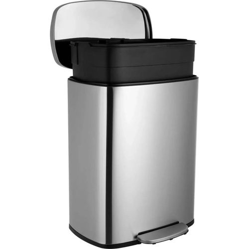Soft Step Luxus-Treteimer – 50L Abfalleimer aus Edelstahl – Fingerabdruckresistent mit Softclose & Anti-Rutsch