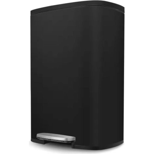 Soft Step Luxus-Treteimer – 50L Abfalleimer aus Edelstahl – Schwarz, Fingerabdruckresistent mit Softclose & Anti-Rutsch