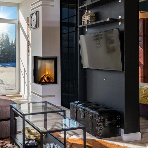 Kamin KRATKI MBN Rechts 10 kW Ø200 Schließung Montageset mit Luft