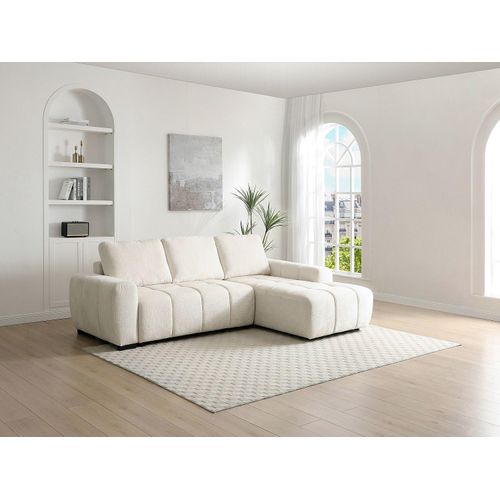 Ecksofa mit Schlaffunktion - Ecke rechts - Chenille - Beige - KOUMALO