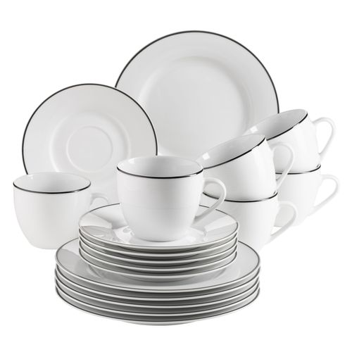 Kaffeeservice MÄSER "NOLA, Geschirr-Set, Porzellan", weiß, 18 Stk., Porzellan, Geschirr-Sets, Kaffeeservice