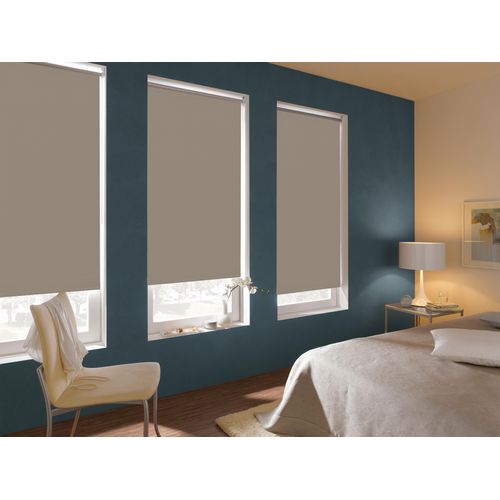 Rollo GARDINIA "Seitenzugrollo Thermo energiesparend", grau (taupe), B:82cm H:160cm, Polyester, Rollos, Schrauben, Thermo Rückseite