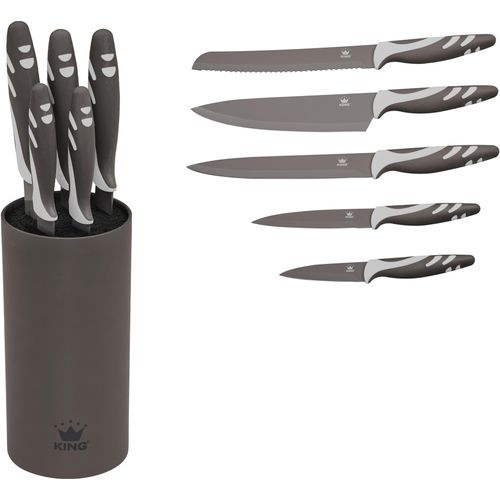 Messerblock KING "Soft Touch", grau, Messerblöcke, Messerblock, mit KING protect Beschichtung