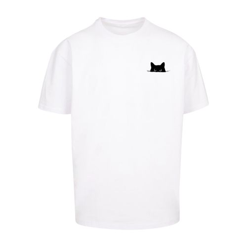 T-Shirt MERCHCODE "Merchcode Halloween - Cat Tee", Damen, Gr. XS, weiß, 100% Baumwolle, bedruckt, oversize, Rundhals, Shirts T-Shirt