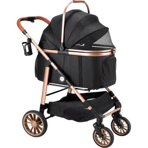 2-in-1 Hundebuggys Fioren – Huisdieren-Wandelwagen – Reiswagen Hond – Komfort – Für Hunde und Katzen – Faltbar Huisdierwagen mit 360°-Rädern – Mit Boodschappenmand – Hondenbox mit Autobevestiging – Max. Belastbarkeit 25 kg