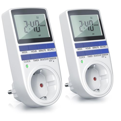 BEARWARE 2x Zeitschaltuhr, digital, 2,1" LCD-Display, max. 3680W, 10 Programme, Zufallsschaltung