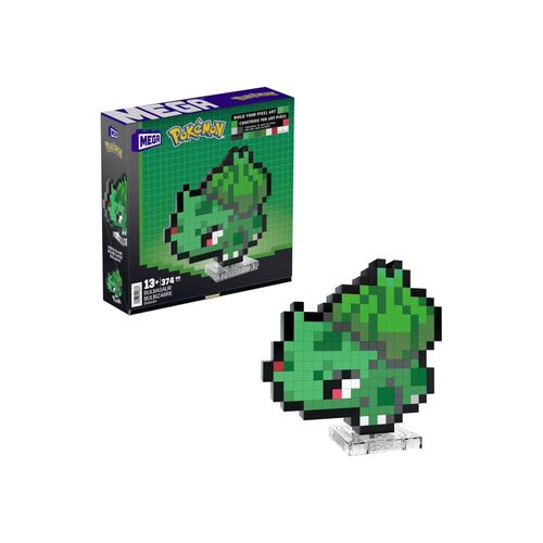 Mattel HTH75 - Mega - Pokémon - Bisasam Pixel Art Bauset, 374 Teile