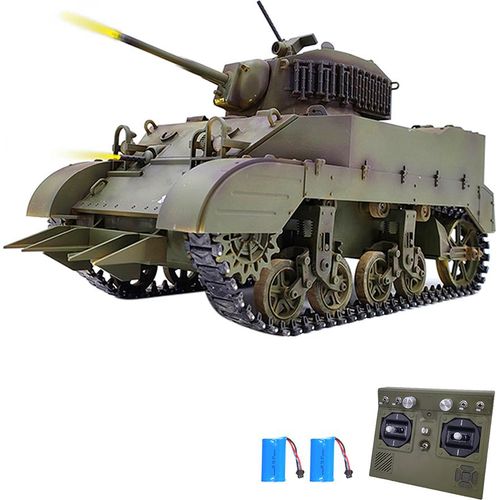 Ferngesteuerter Panzer 1/16 Ferngesteuertes Panzerspielzeug in Originalgroesse, simulierter Ton und Bewegung, 360-Grad-Drehung mit Dual Flow High Power Wave Box, 2 Batterien