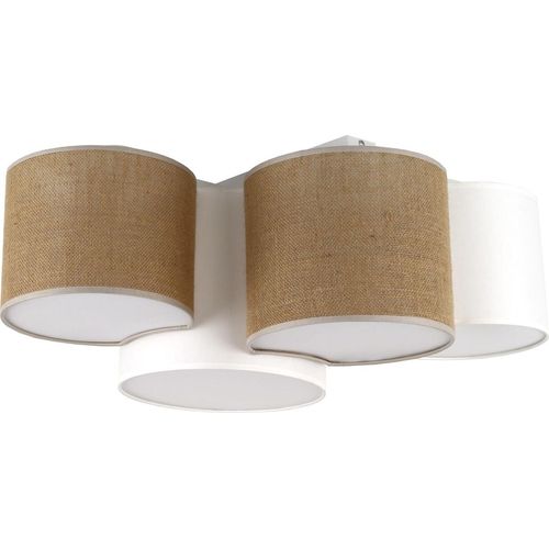 Deckenlampe Metall Stoff E27 Weiß Natur 4-flammig Modern