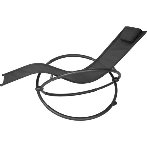 Outdoor Garten Sonnenliege & Relaxstuhl - Klappbare Schaukel-Sonnenliege - 166 x 73,5 x 84 cm - Bis 160 kg - Abnehmbares Kissen - 2x1 Textilgewebe - Metallrahmen - Schwarz Image