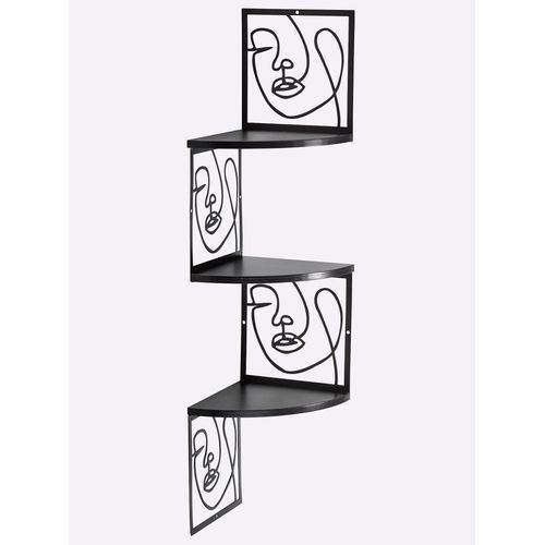 Eckregal HEINE HOME, schwarz, B:19cm H:80cm T:19cm, MDF, Metall, Regale, Eckregal