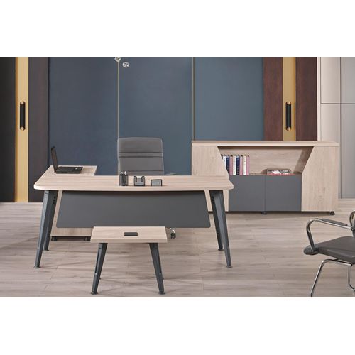 Büromöbel Eckbürotisch Arbeitstisch Komplettbüro 3tlg Holz Set Grau